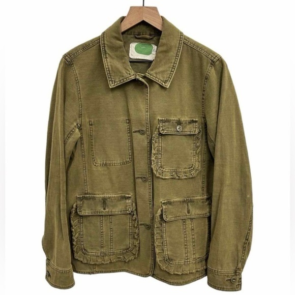 ANTHROPOLOGIE Ruffled Utility Jacket small - Picture 4 of 7